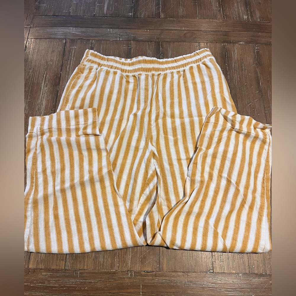 Madewell Mustard and Cream Striped Pants